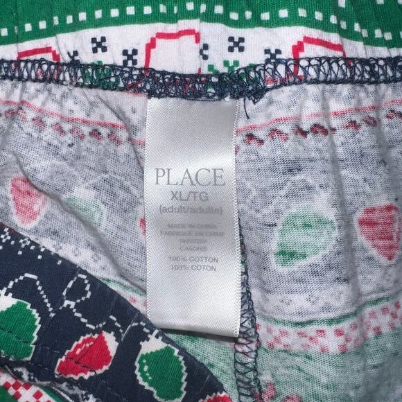 PLACE, Glo Christmas Fair-isle Cotton stretch Pajamas Joggers- Unisex Adult XL - Picture 5 of 8